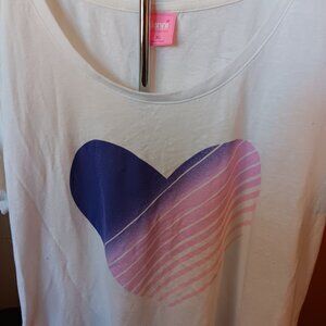 JENNI WOMEN'S XL WHITE HEART GRAPHIC TEE
